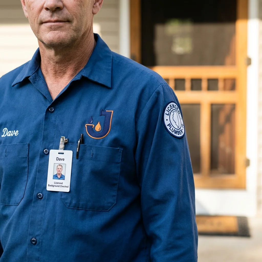 Licensed plumber showing ID badge in Ellwood City, PA