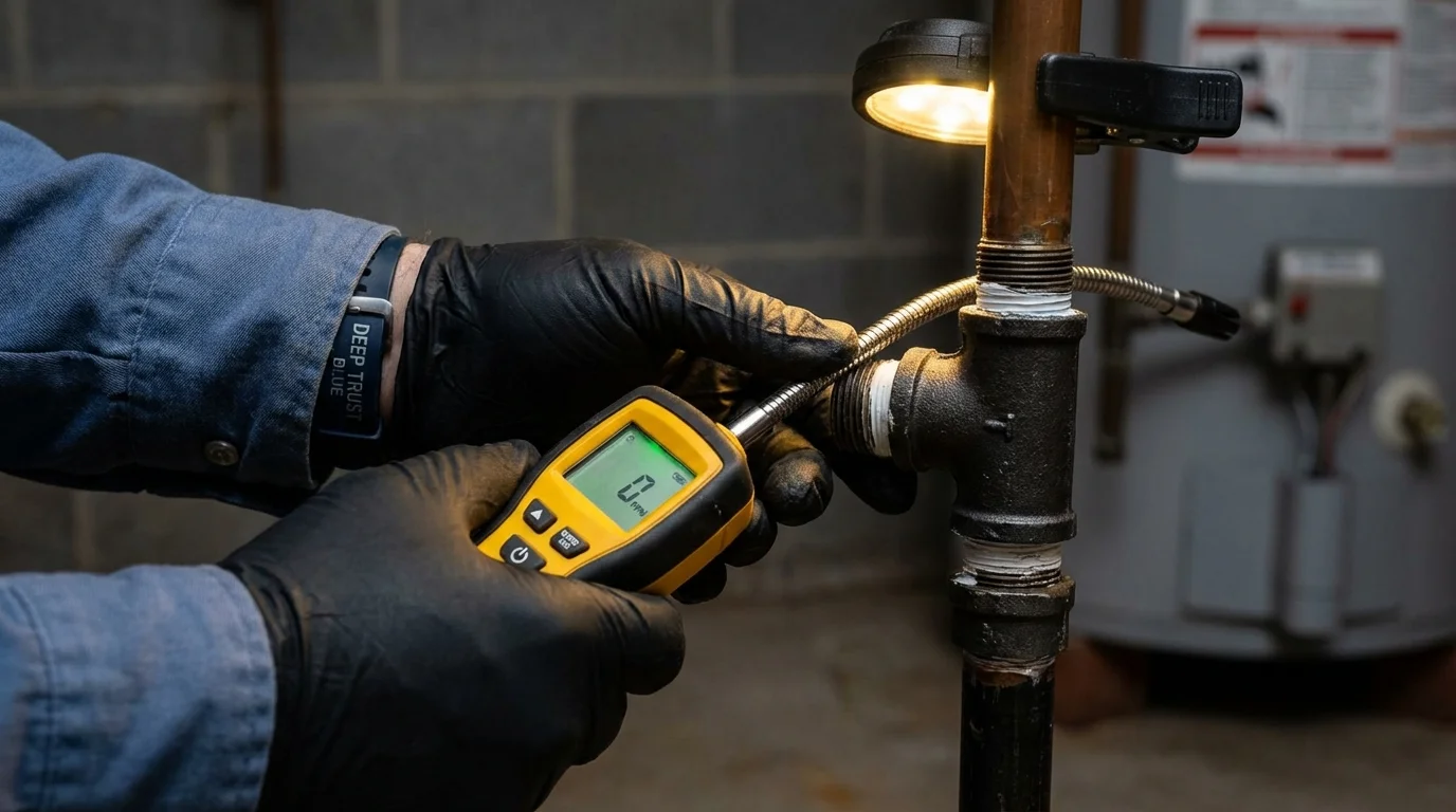 Gas leak detection with electronic sniffer by Johns Plumbing LLC in Ellwood City